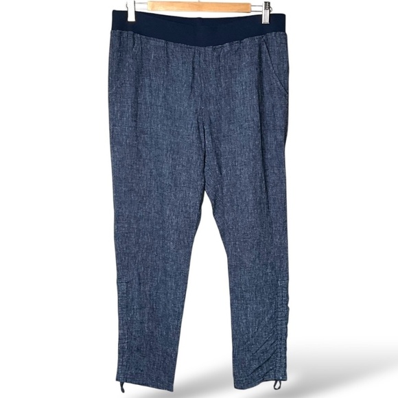 ELLEN TRACY Linen Blend Stretch Waist Joggers Adjustable Rusching at Hem Sz M - Picture 3 of 10